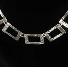  taxco Modernist Hammered Sterling Silver Link Vintage Necklace 17 5    25 Grams 