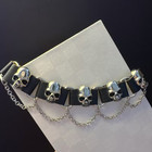 Gothic Pu Leather Skull Pendant Adjustable Necklace With Chain