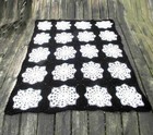 New Black   White Snowflake Afghan Throw 55x72  Acrylic Hand Crocheted Free Sh