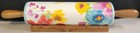 Pioneer Woman  breezy Blossoms  Pattern Ceramic Rolling Pin  w acacia Wood Base 