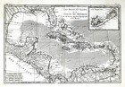 1780 Bonne Map West Indies Gulf Mexico Antilles Caribbean Bermuda Cuba Florida