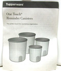 Brand New Tupperware Reminder Canister  4  Set W one Touch Black Lids  8c-17c 