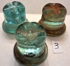 Old Original Aqua Glass Lightning Rod Weathervane Insulators W  Brackets X 3  3
