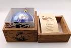 Vintage Mt St Helens Volcanic Ash Glass Ornament Evergreen Art Crate Box Blue