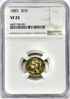 1883 Key Date Liberty Head Three 3 Cent Nickel Ngc Vf-25 Cc993