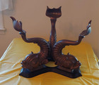 Bronze Neoclassical Style Dolphin Coffee   Side Table With Round Glass Top