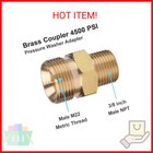 M22 Male To 3 8 Inch Npt Male Pressure Washer Adapter Thread Brass Fitting 4500 