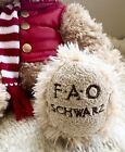 Brand Nwt Fao Schwarz Plush Teddy Bear Ligth Brown Red Jacket   Scarf 13x11 