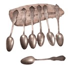 Navajo Sterling Silver Teaspoons Set Of 7 Ca  1930    875  H X 6  L X 1 125  W