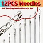 12pcs Easy Thread Sewing Needles Side Hole Stainless Steel Hand Multisize Diy Us