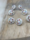 7 Vintage Painted Porcelain Flower Shank Buttons Gilded Scallop Edges 7 8