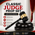 Wood Judge Gavel With Sound Block Base Mallet Auction Courtroom Meeting Tool New