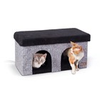 Cozy Heated Cat Bed - Thermo-kitty Duplex  Classy Gray  12 x24 x12  - Warm   Com