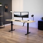 Vivo Manual 71    X 30    Stand Up Desk  Light Wood Table Top  Black Frame