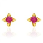 14k Yellow Gold Ruby Flower Baby Screwback Stud Earrings 5mm