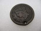 1851 Philadelphia Mint Copper Braided Hair Large Cent Holed Lot39a