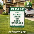 6x Please Do Not Drive Park On Grass Double Sided Signs With Stakes - Plastic  