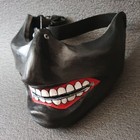 Zipper Mouth Anime Mask Black Cosplay Face Armor Ghoul Halloween Costume Prop