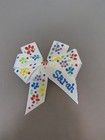 Hand-painted White Ribbon Bow With Colorful Floral Design And Name Sarah