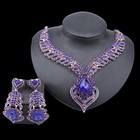 Women Rhinestones Crystal Heart Necklace Earring Prom Party Wedding Jewelry Set