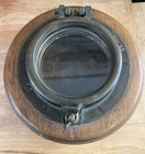 Vintage Perko Brass Ship Porthole Window On Wood Base     Nautical 