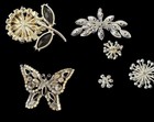 Vintage Rhinestone Brooch Lot Signed Weiss Butterfly Pell Flower Mid Century   