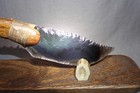 Rainbow Obsidian Bowie Knife With Elk Ivories And Antler And Oak Stand Coa