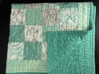 Handmade Baby Crib Blanket Quilted Patchwork Green Bunnies Nursery 36x32   