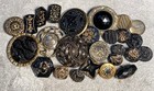 27 Antique Victorian Buttons Glass In Metal  Enamel   Celluloid  Ivroid Glass