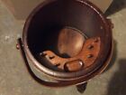 1960   s Wood Shaker Box Style 3 Legged Sewing Basket