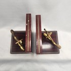 Brass And Wood Ship Anchor Bookends Set Home And Office Decor