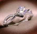 2 5ct Cubic Zirconia Engagement Wedding Silver Ring Size 7