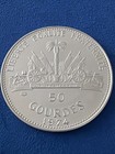 1976 Haiti 50 Gourdes Silver Proof Km 113 1 Thin 6 Olympic Montreal Innsbruck