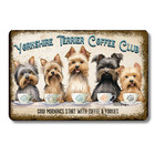 Yorkie Coffee Bar Sign Club Yorkshire Terrier Dog Metal Tin Funny Wall Art Decor