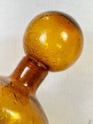 Vtg Mid-century Modern Amber Bubble Glass Decanter Bottle With Ball Stopper 10 