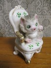 Vintage 1950s Cat   Chair Figurine Sugar Glaze Kitten Porcelain Japan