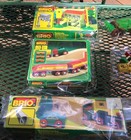 3 Vintage Brio Train Sets 33371  33362  33513 And Wood Signs  Trees  Buildings