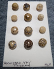 12 Vintage Antique Glass Porcelain Buttons Decorated Ivory Color