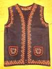 Vtg Ukrainian Vest Hand Made Embroidered Hustuls Felted Wool Black Small med 