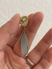 Aqua Blue Teardrop Dangle Earrings     Gold Tone Elegant Drop Earrings