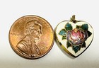 Victorian Heart Shape Cloisonn   Flower  Design Pendant