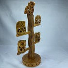 Hand Carved Wooden Owl Tree Sculpture   Vintage Handmade Home D  cor Art Figurine