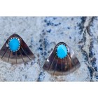 Turquoise Fan Earrings Sterling Silver Sunburst Southwestern