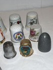 Lot Of 25 Vintage Pewter  Porcelain  Metal Souvenir Thimbles