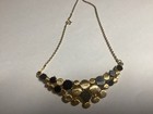 Sarah Coventry Gun Metal Gold Tone Bubbles Circles V Necklace Vtg Free Shipping