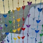 Vintage 90s Y2k Beaded Curtain Iridescent Rainbow Butterfly Stars Easy Install