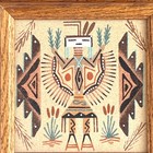 Navajo Sand Painting Framed Signed On Back Southwest Tribal Thunder Bird 7 5x7 5