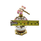 Jeweled Pink Dragonfly   Flower Enamel Round Glass Perfume Bottle With Base