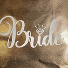 Bridal Bride Metallic Lettering Reusable Small Tote Bag White Gold 8x10
