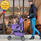 3 Wheels Pet Stroller Dog Cat Cage Jogger Stroller For Medium Small Dogs Cats Wi